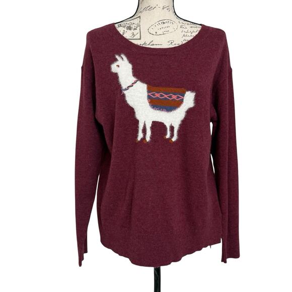 Sundance Laid Back Fuzzy Llama Wool Blend Burgundy Sweater Pullover Small - Picture 2 of 10